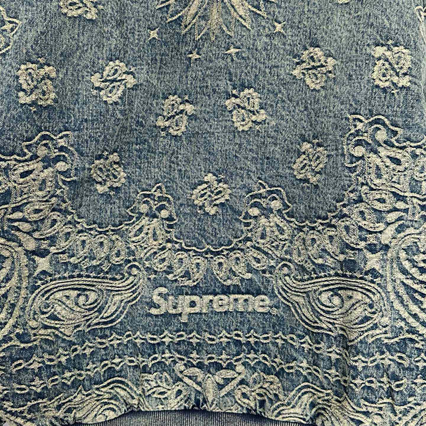 Supreme Bandana Jacquard Denim Hooded Work Jacket 'Blue' - DesignerGu