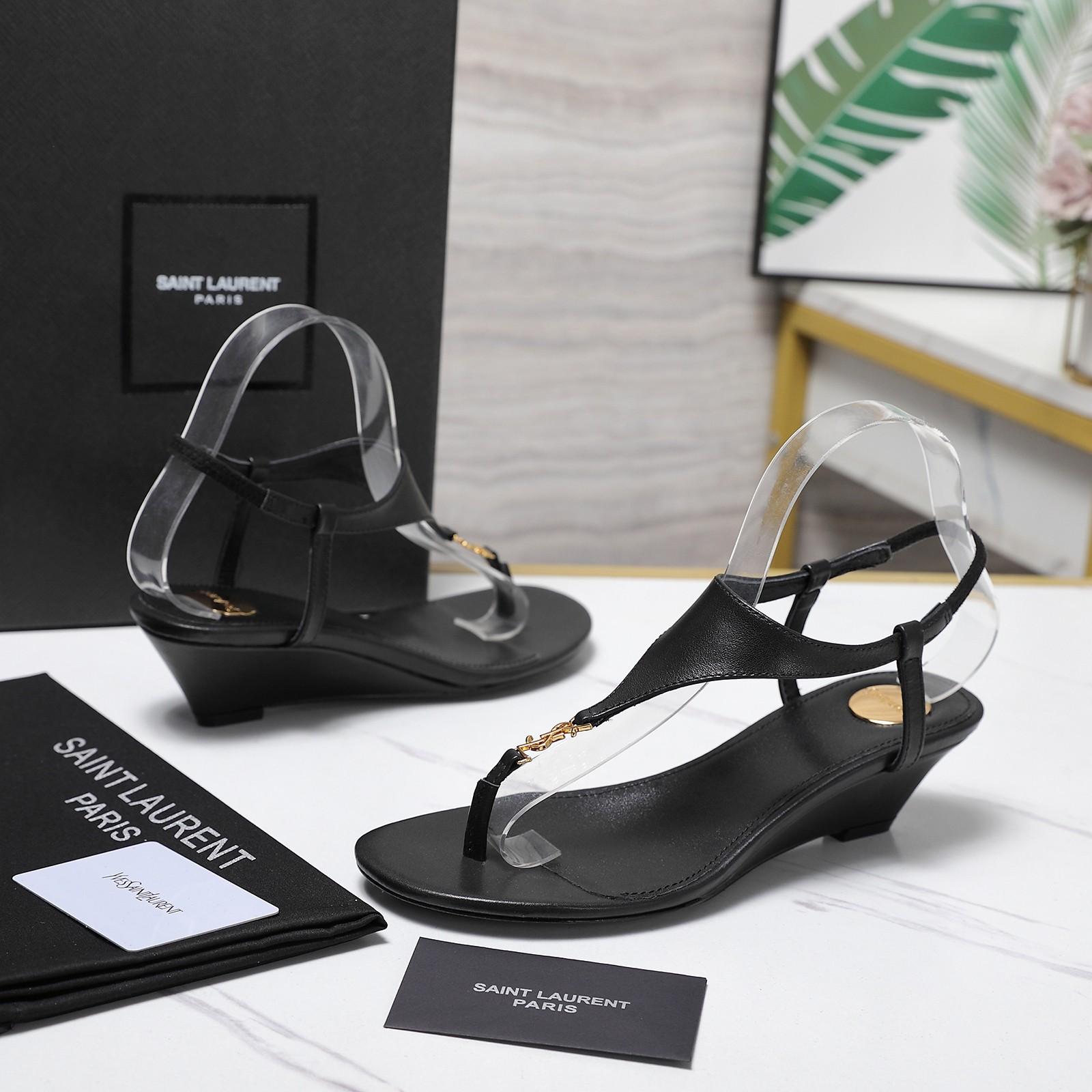 Saint Laurent Leather Sandals - DesignerGu