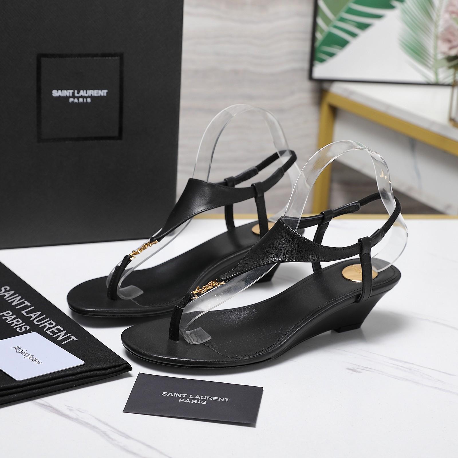 Saint Laurent Leather Sandals - DesignerGu