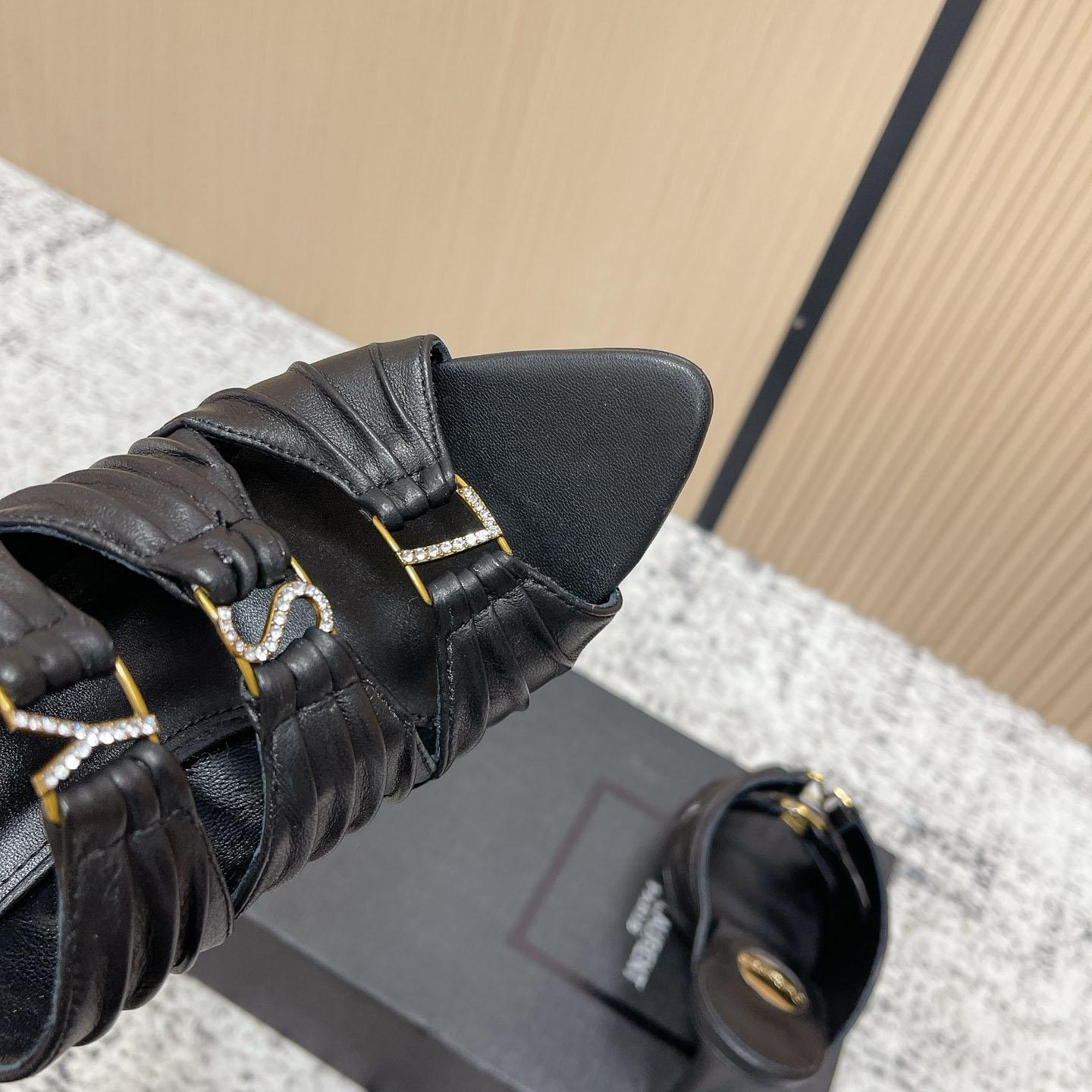 Saint Laurent EMILIE Mules In Satin Crepe - DesignerGu