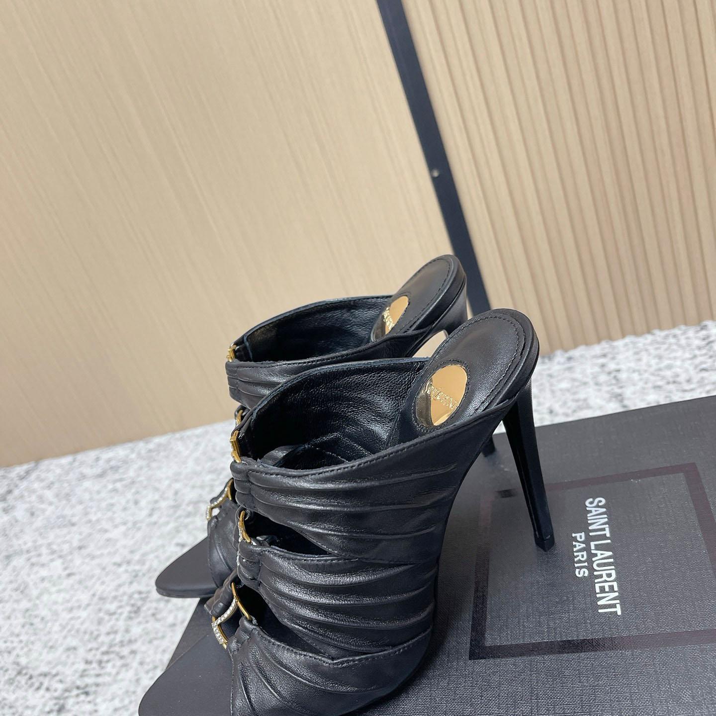 Saint Laurent EMILIE Mules In Satin Crepe - DesignerGu
