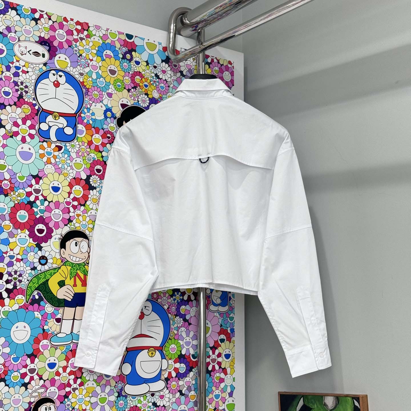 Miu Miu Logo-embroidered Cropped Poplin Shirt - DesignerGu