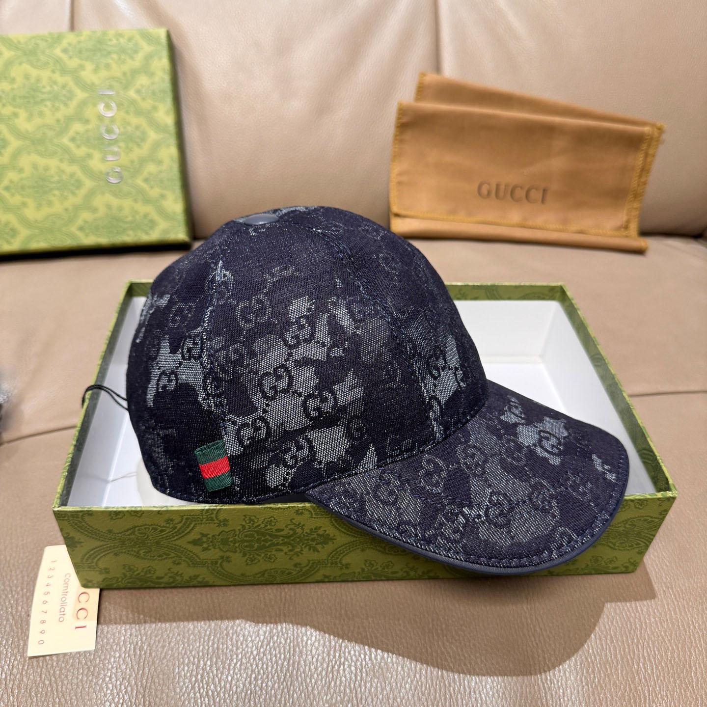 Gucci GG Denim Baseball Cap With Web - DesignerGu