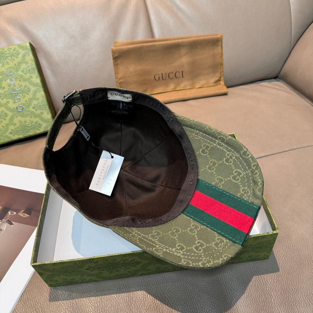 Gucci Forest Green GG Canvas Baseball Hat - DesignerGu