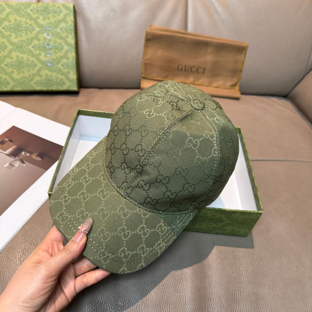 Gucci Forest Green GG Canvas Baseball Hat - DesignerGu