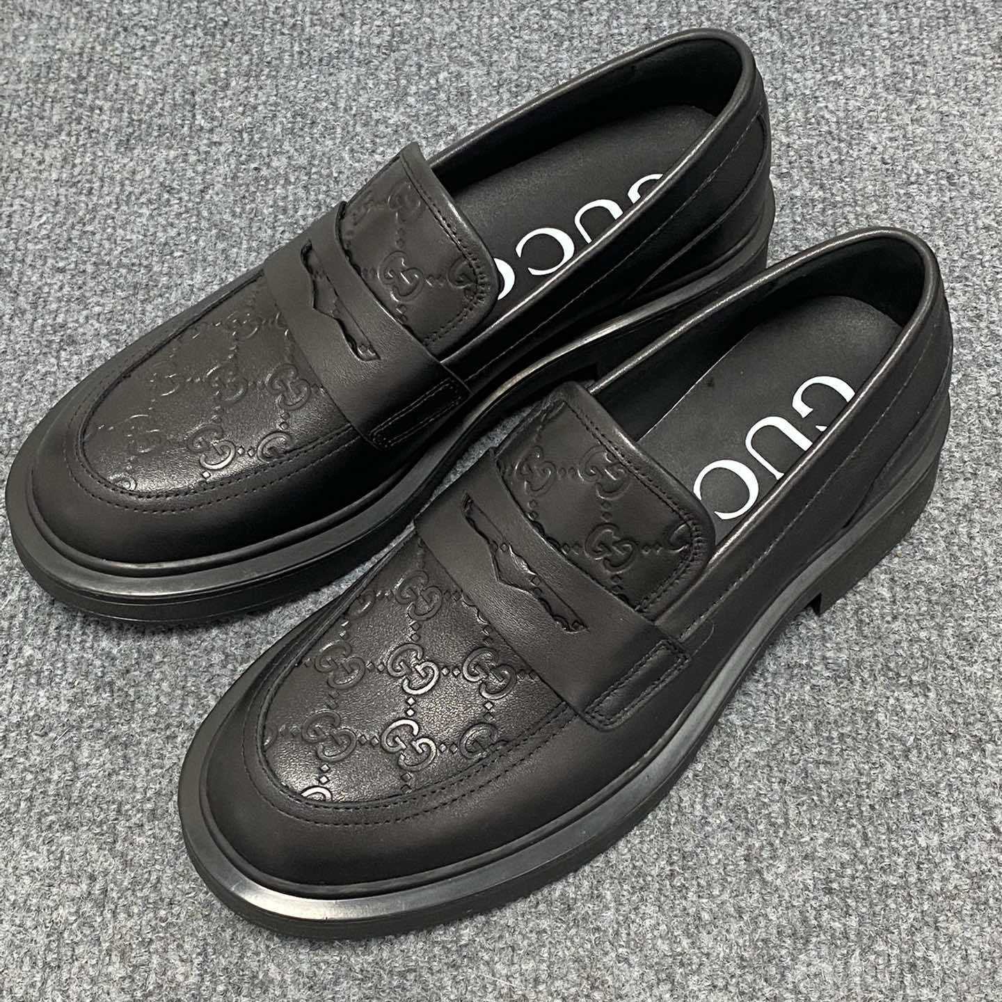 Gucci  Enki GG Leather Platform Loafers - DesignerGu