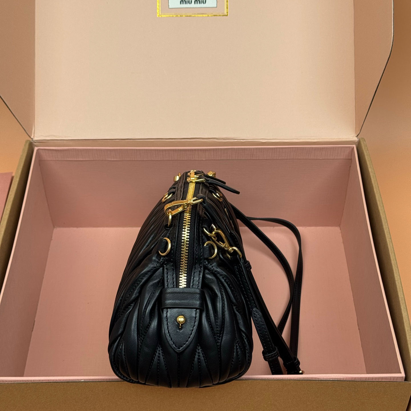 Miu Miu Caprice Matelassé Nappa Leather Clutch - DesignerGu