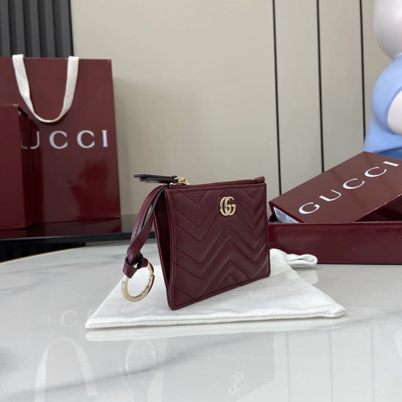 Gucci GG Marmont Zip Key Pouch - DesignerGu