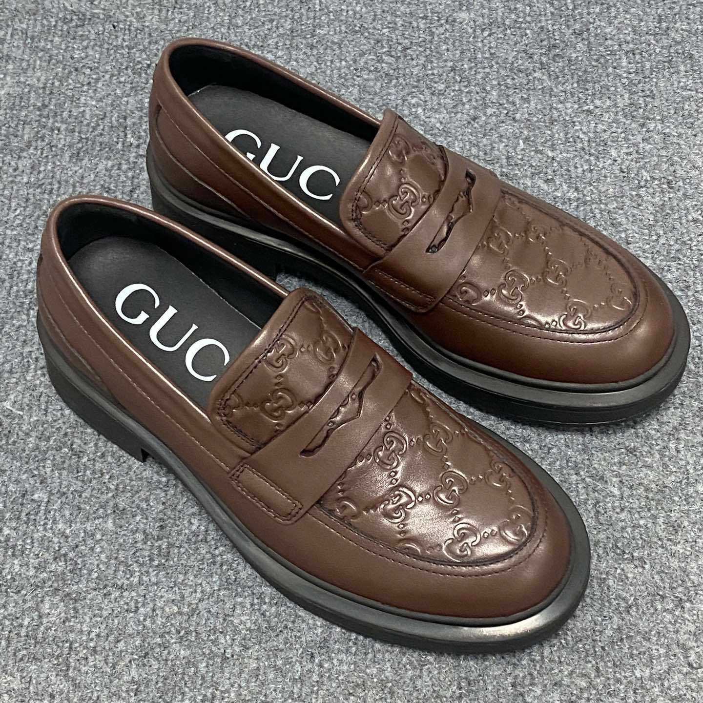 Gucci  Enki GG Leather Platform Loafers - DesignerGu