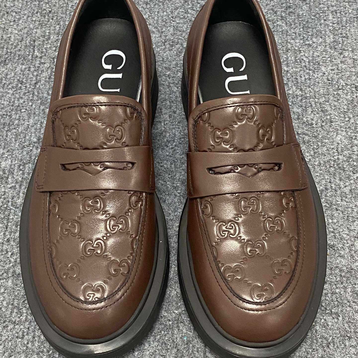 Gucci  Enki GG Leather Platform Loafers - DesignerGu