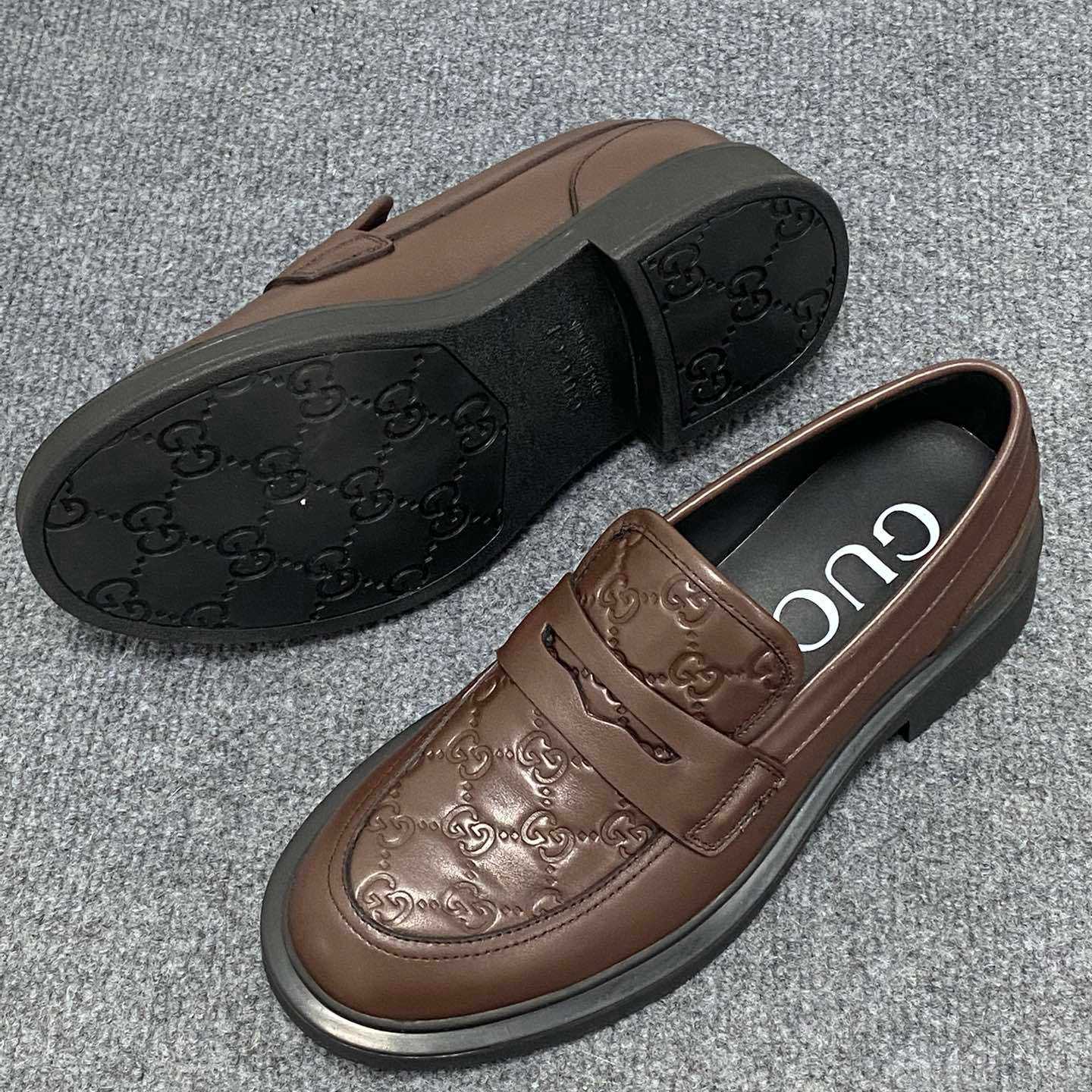 Gucci  Enki GG Leather Platform Loafers - DesignerGu