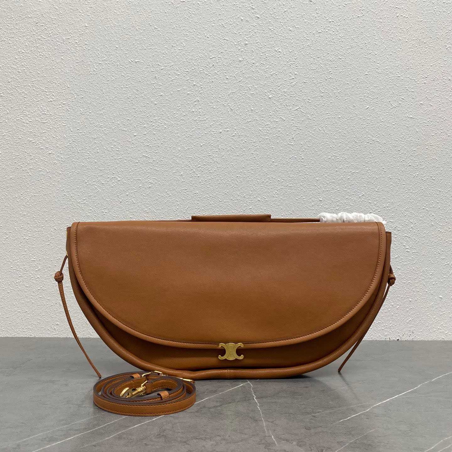 Celine HALFMOON SOFT TRIOMPHE BAG IN SUPPLE SHINY LAMBSKIN - DesignerGu