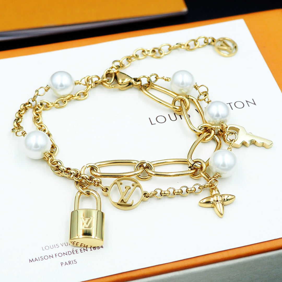 Louis Vuitton LV Mix Chains Bracelet   M1380A - DesignerGu
