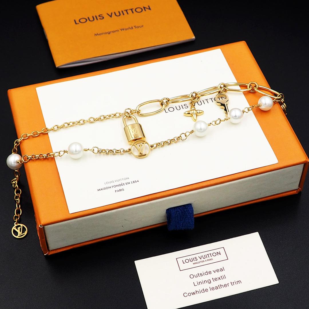 Louis Vuitton LV Mix Chains Bracelet   M1380A - DesignerGu