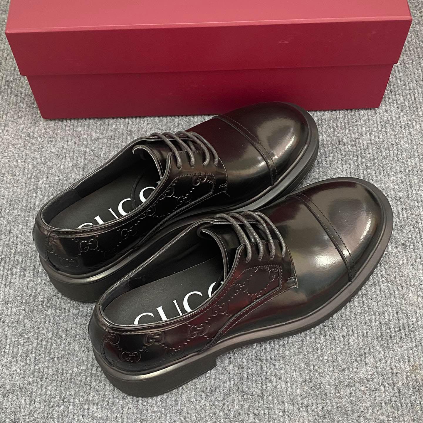 Gucci Men's Lace-up Shoe With GG Detail - DesignerGu