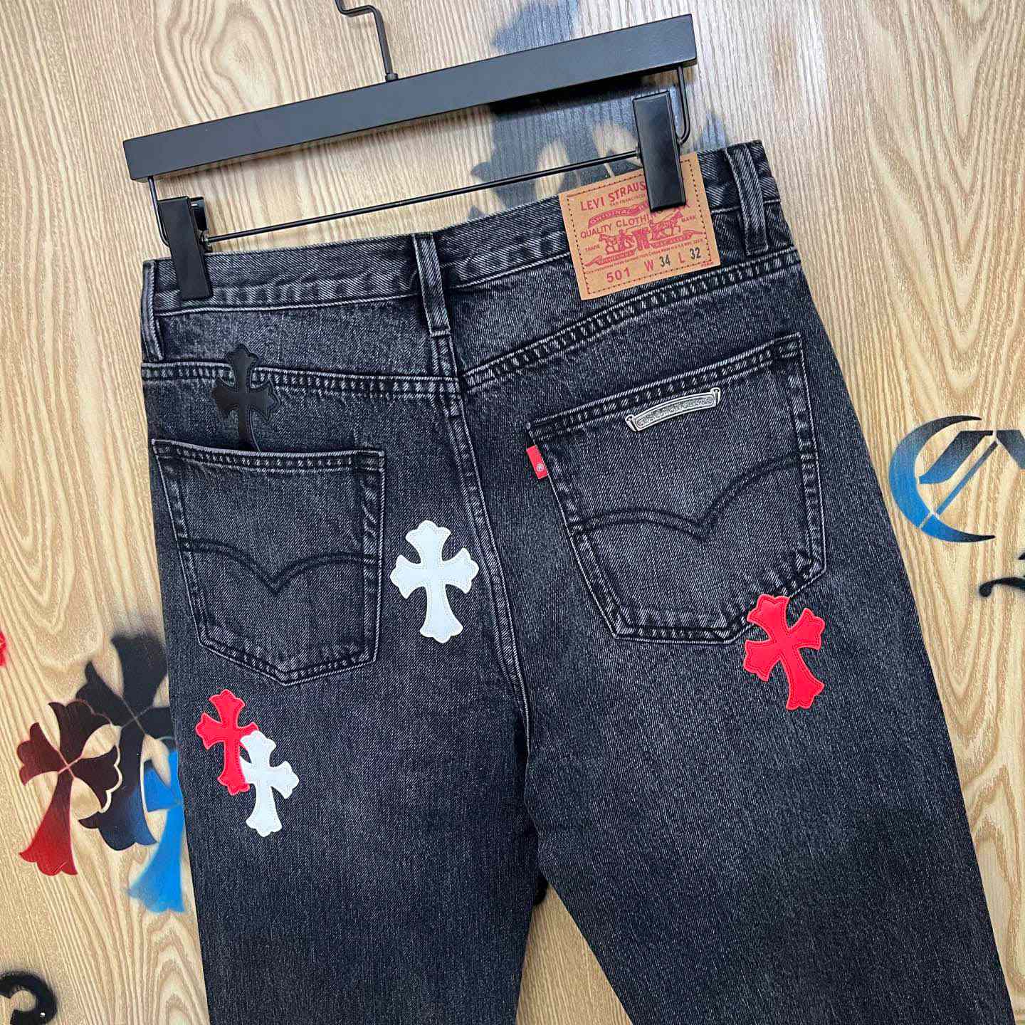 Chrome Hearts Cross Patch Jeans - DesignerGu