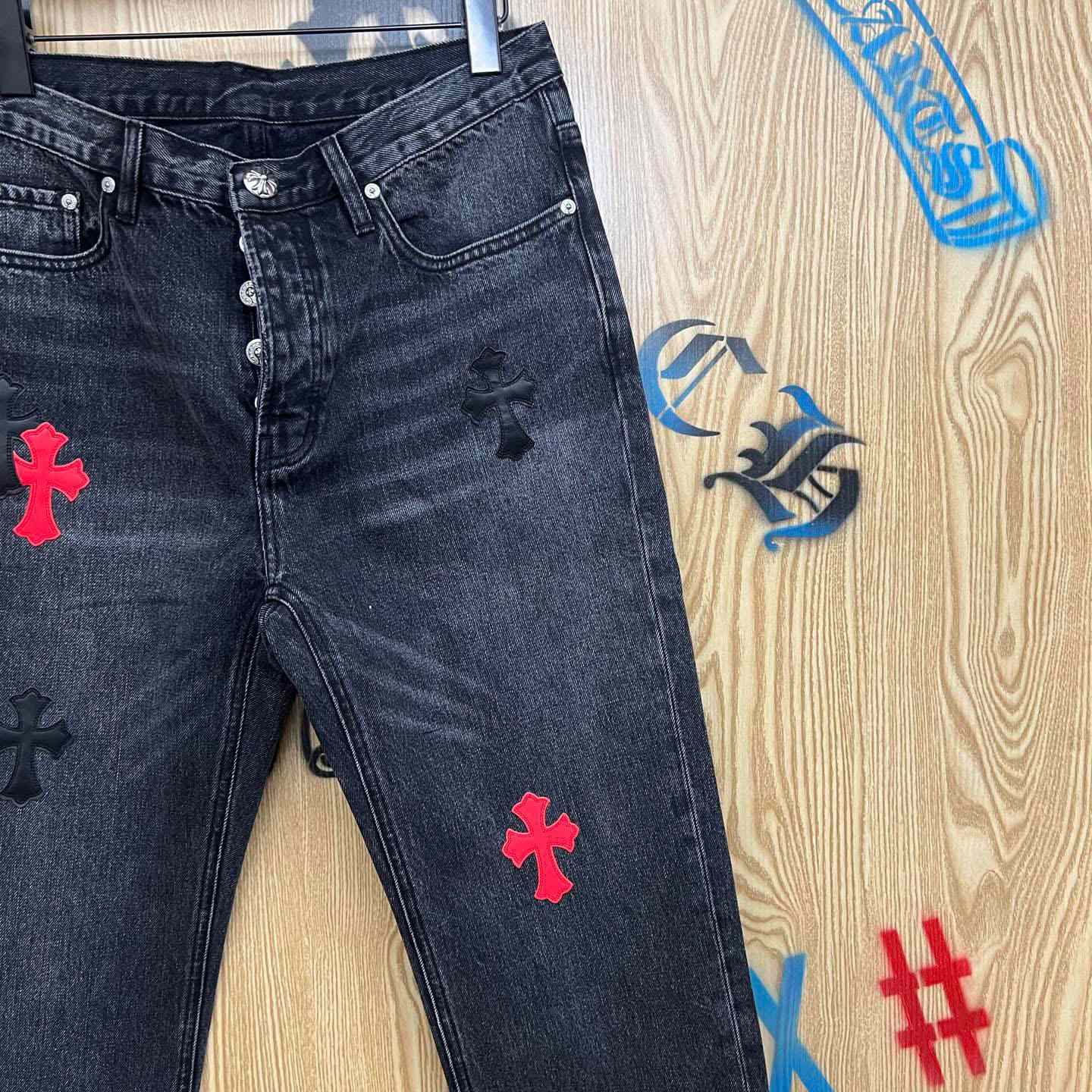 Chrome Hearts Cross Patch Jeans - DesignerGu