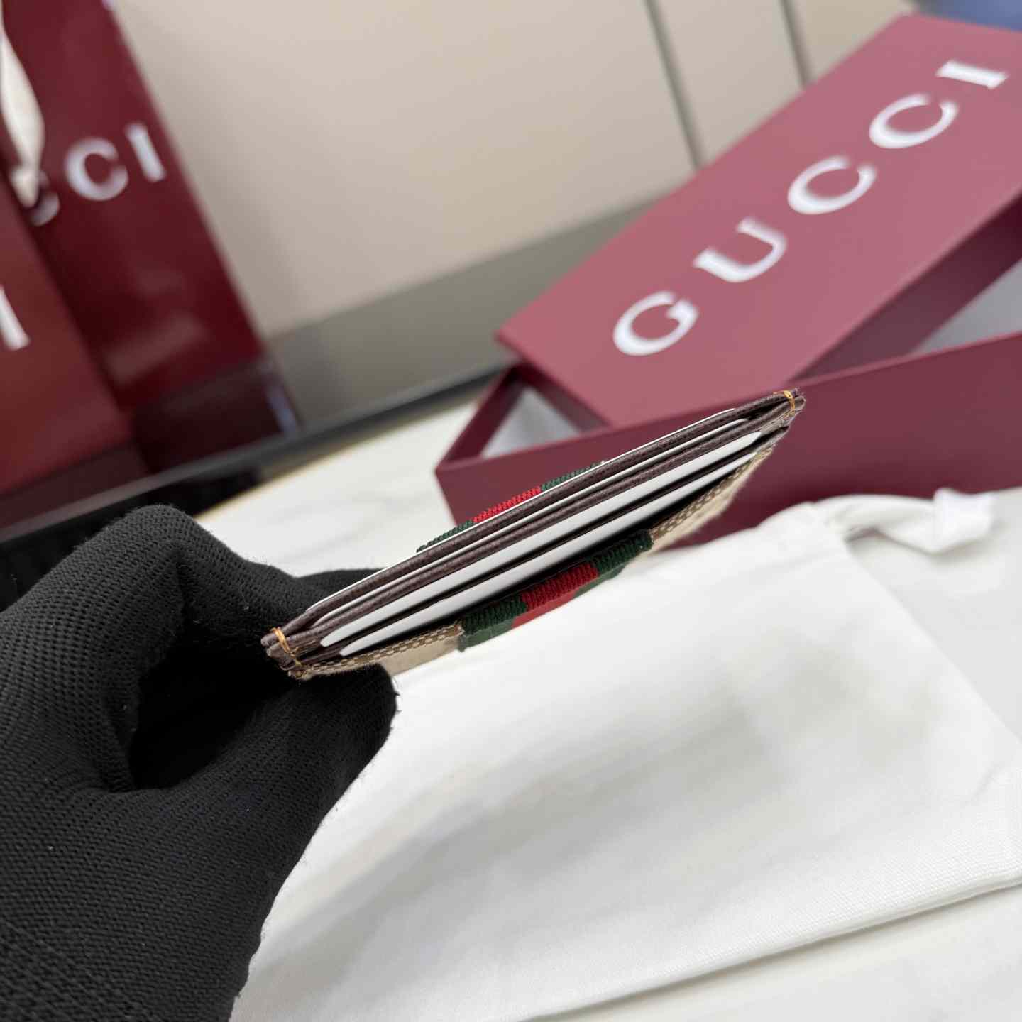 Gucci GG Card Case With Web - DesignerGu