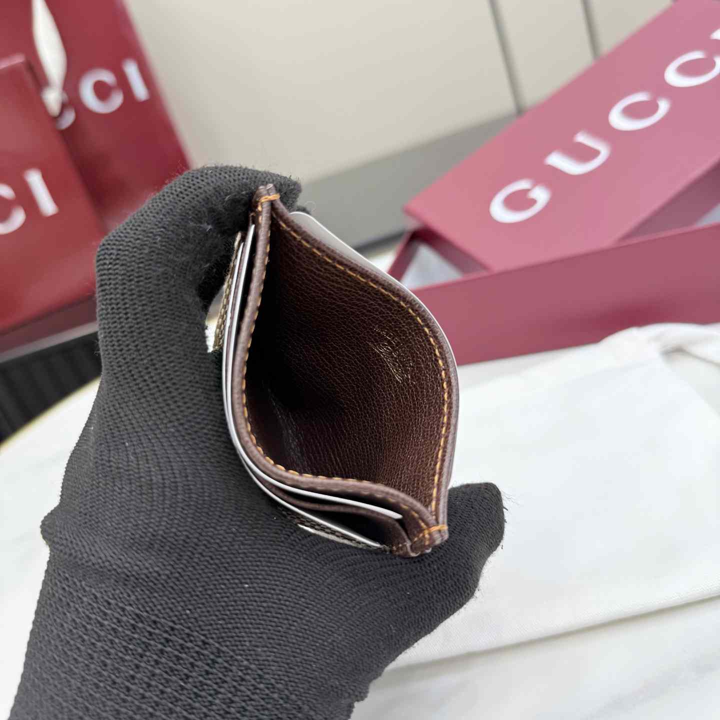 Gucci GG Card Case With Web - DesignerGu