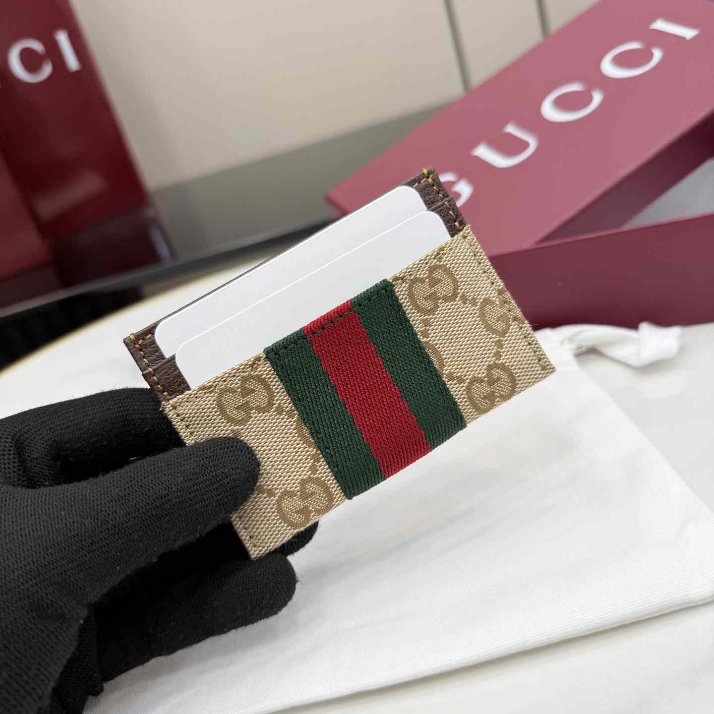 Gucci GG Card Case With Web - DesignerGu