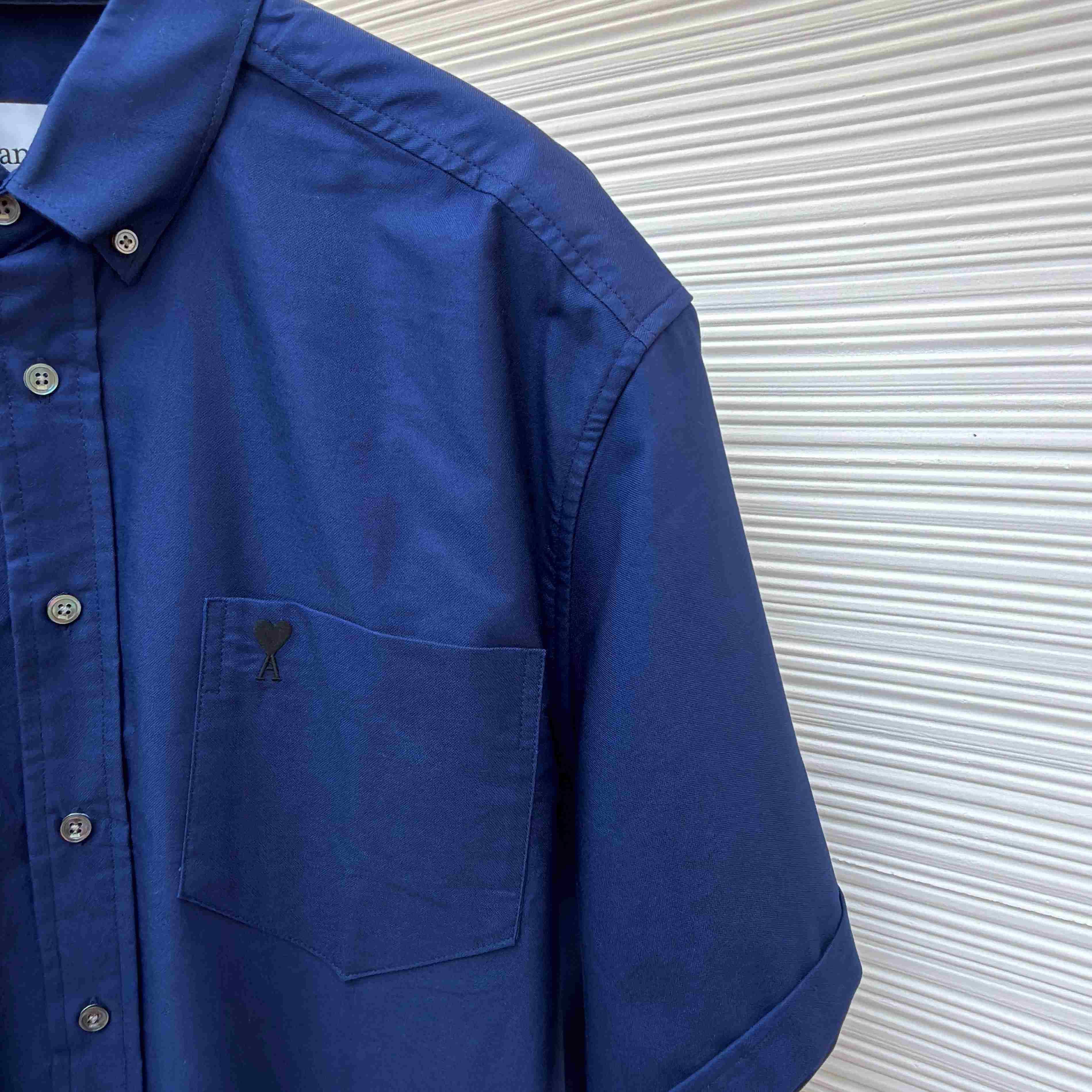 AMI Paris Ami Button-Down Short-Sleeve Shirt - DesignerGu