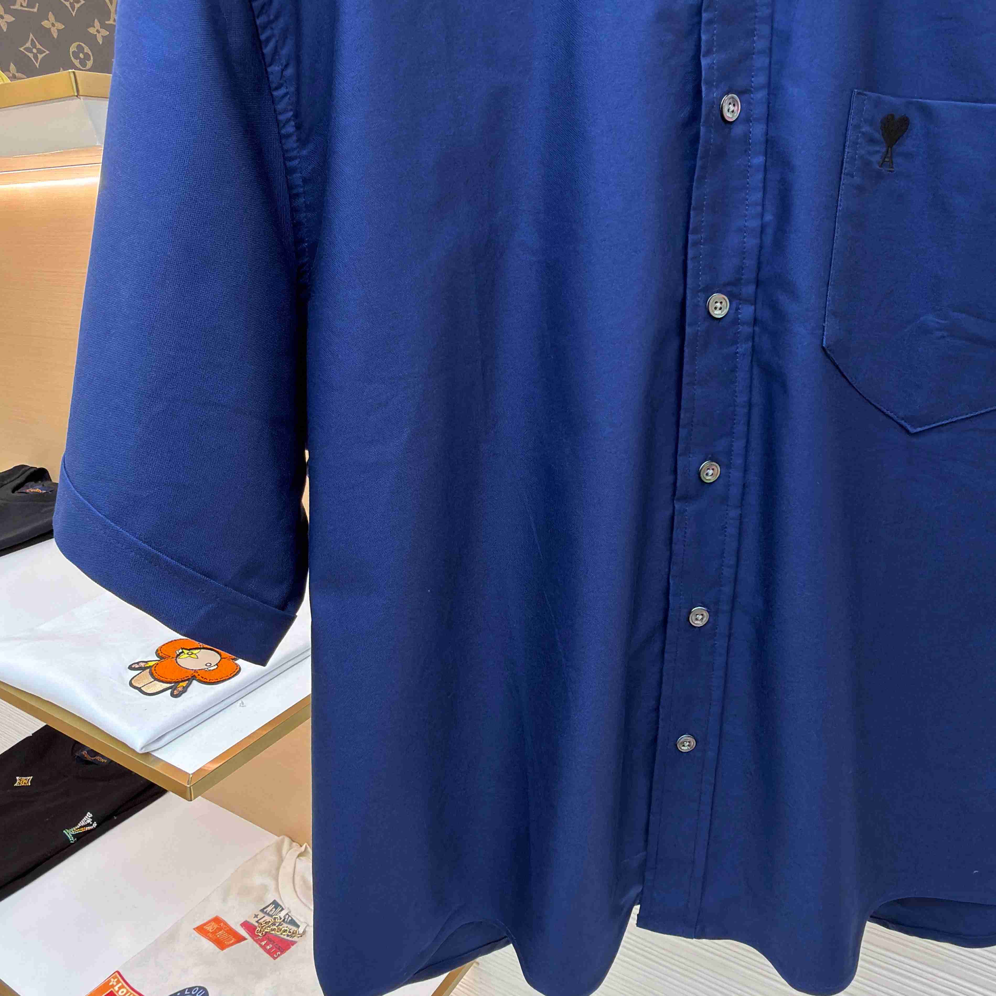 AMI Paris Ami Button-Down Short-Sleeve Shirt - DesignerGu