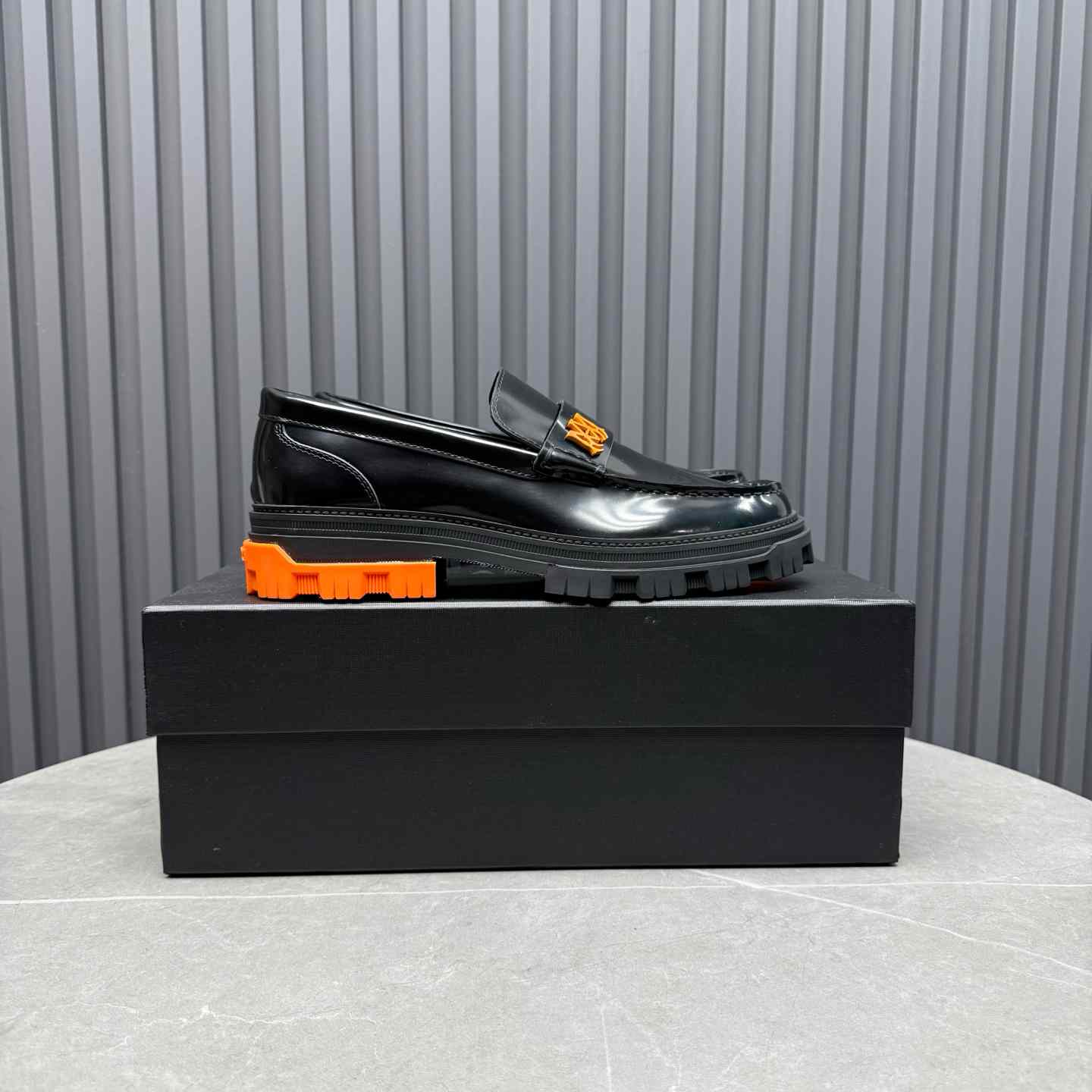 Amiri Military Leather Loafers Black/Orange - DesignerGu