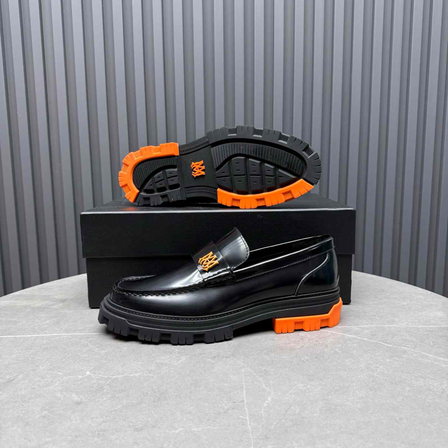 Amiri Military Leather Loafers Black/Orange - DesignerGu