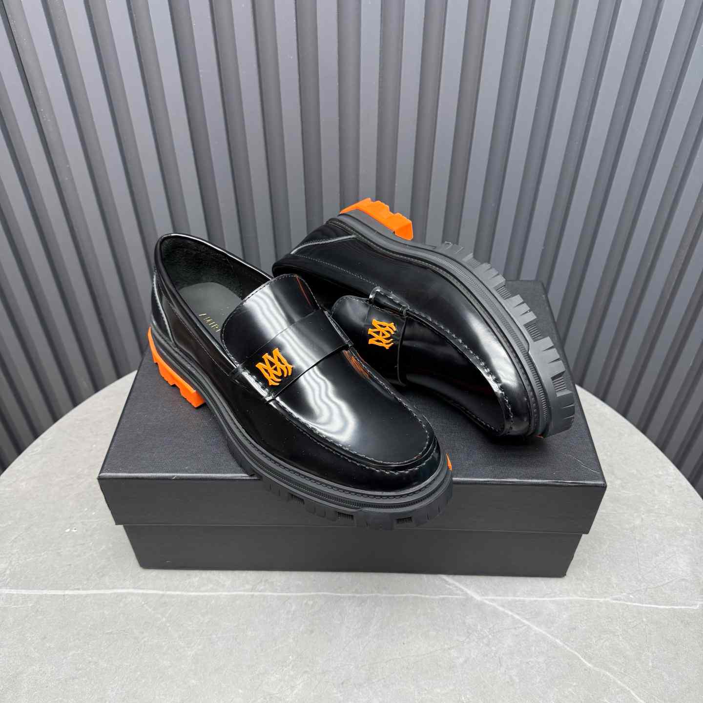 Amiri Military Leather Loafers Black/Orange - DesignerGu
