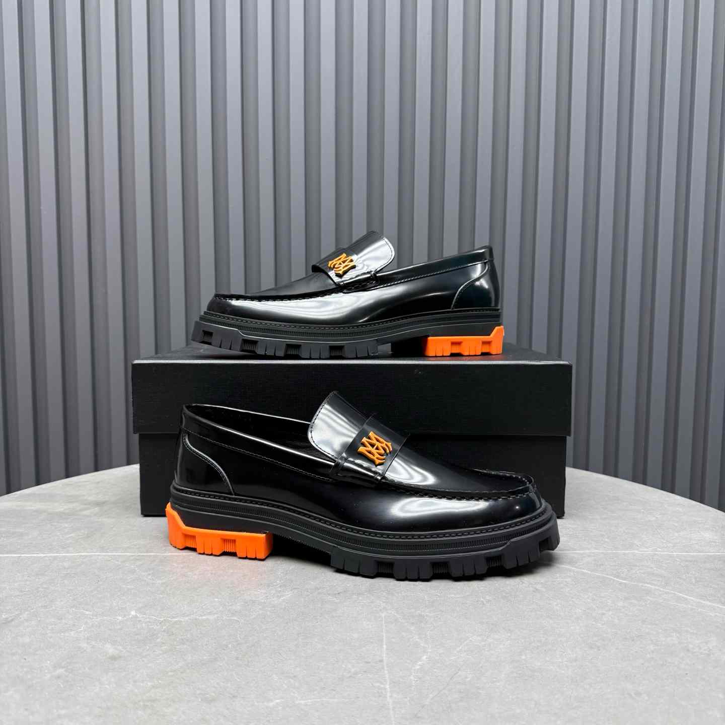 Amiri Military Leather Loafers Black/Orange - DesignerGu