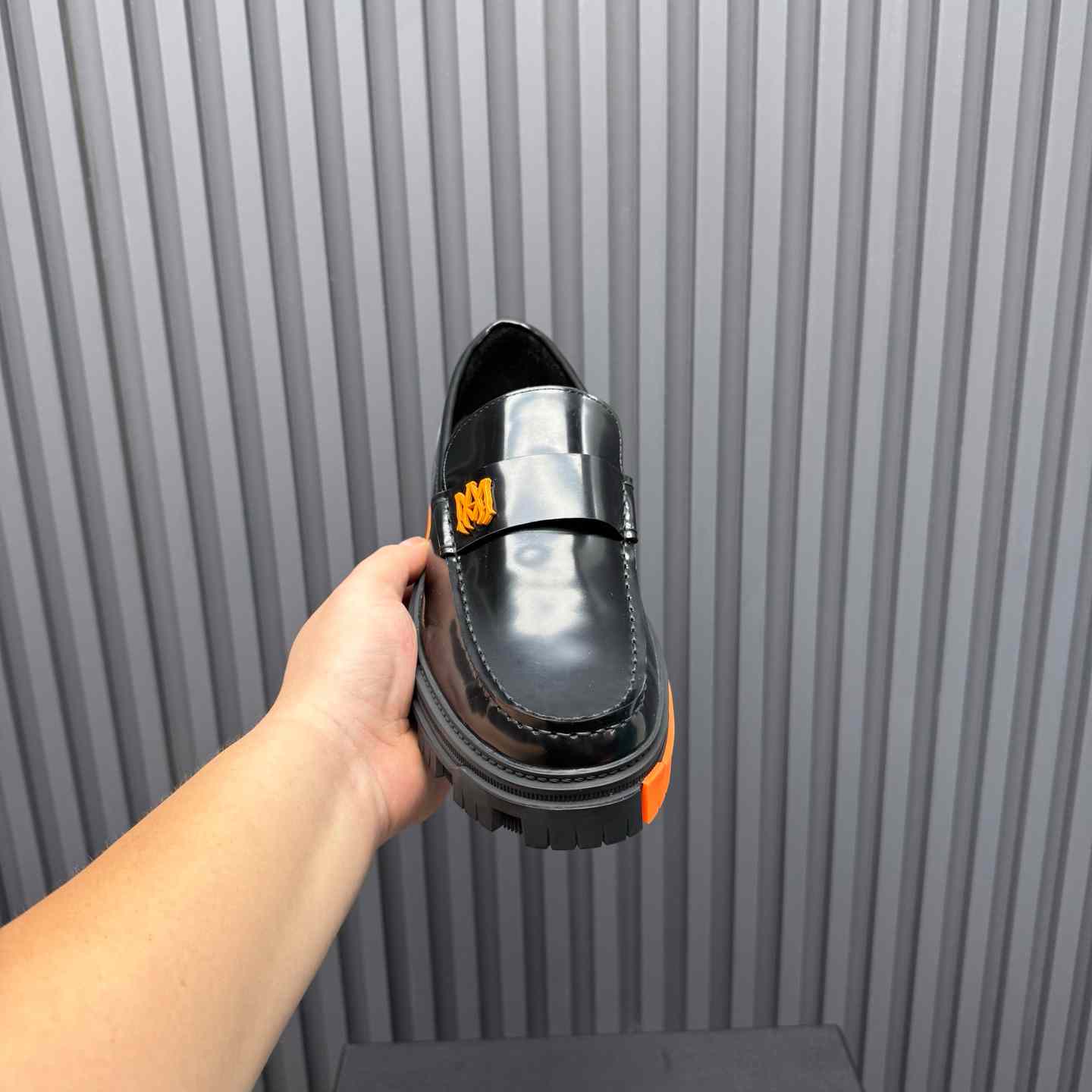 Amiri Military Leather Loafers Black/Orange - DesignerGu