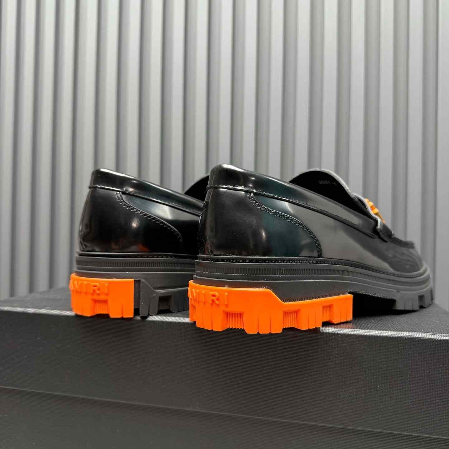 Amiri Military Leather Loafers Black/Orange - DesignerGu