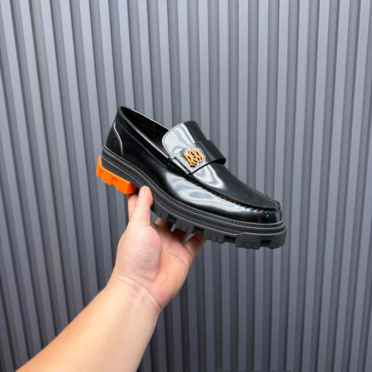 Amiri Military Leather Loafers Black/Orange - DesignerGu