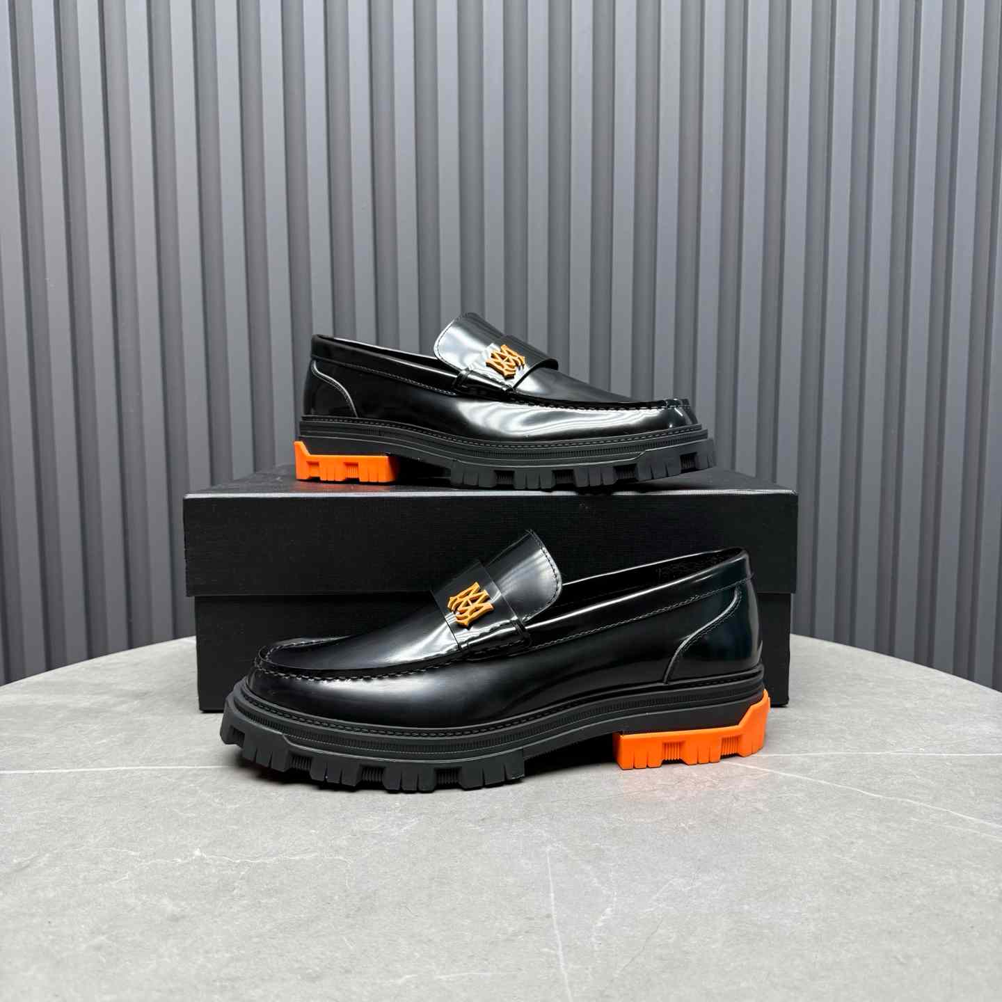 Amiri Military Leather Loafers Black/Orange - DesignerGu