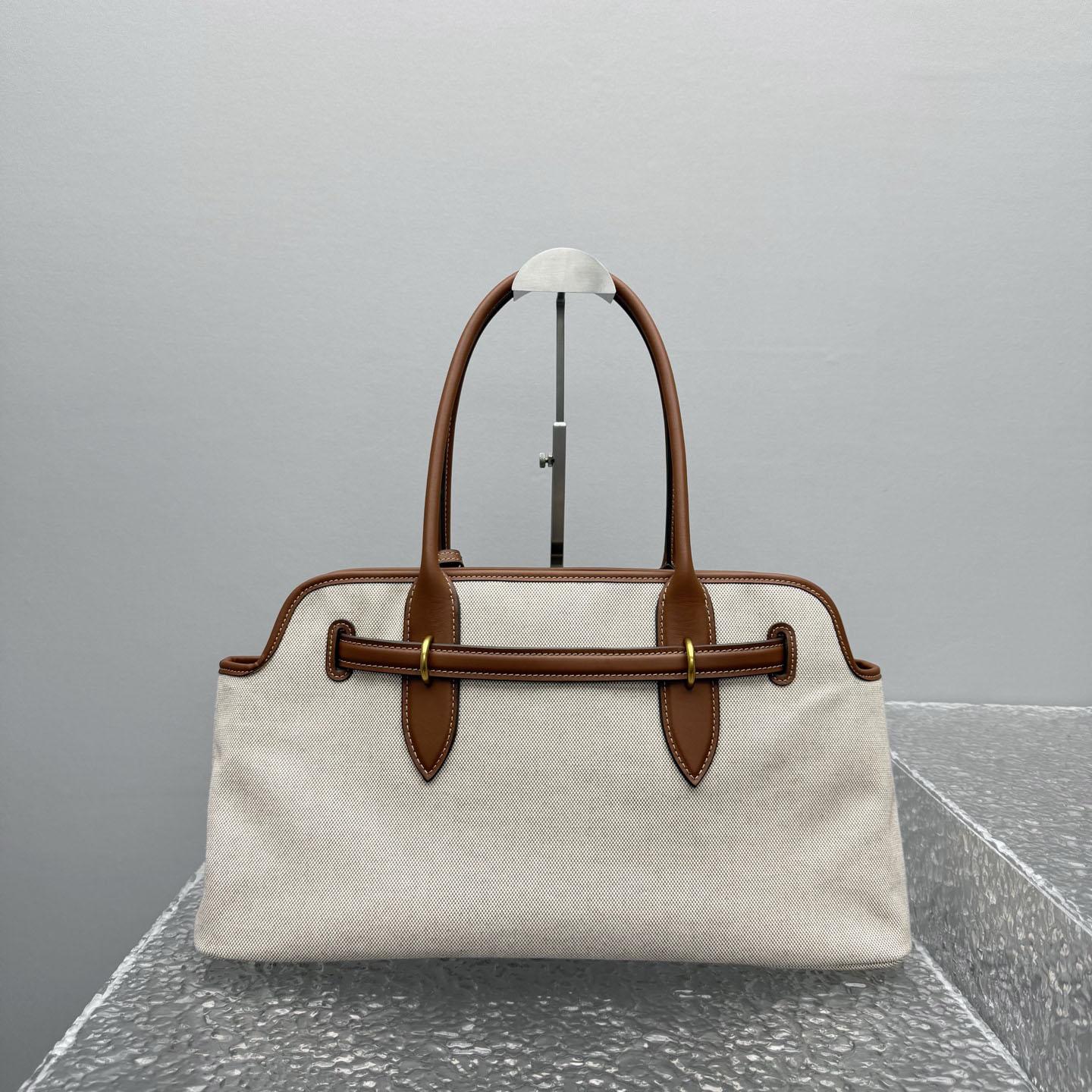Miu Miu Aventure Canvas And Leather Bag - DesignerGu