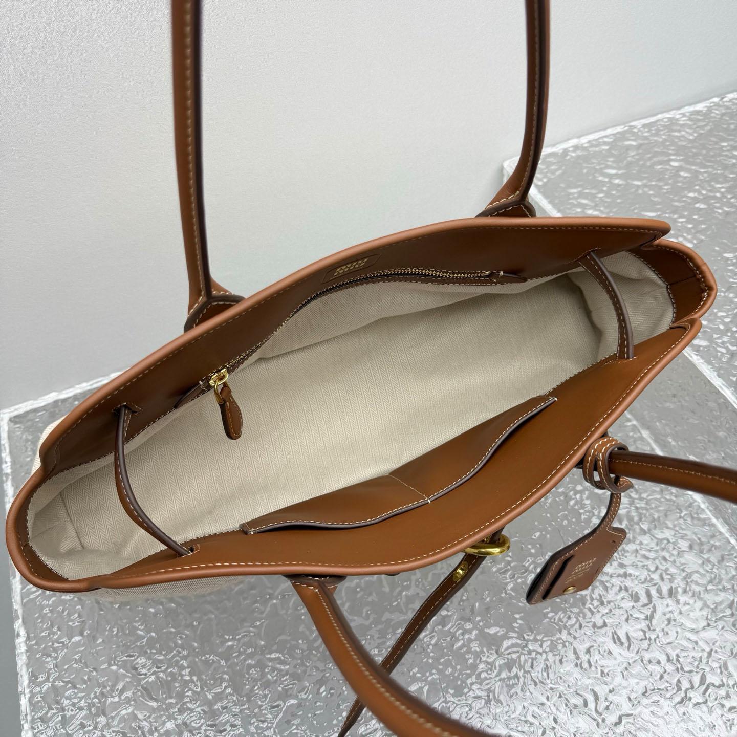Miu Miu Aventure Canvas And Leather Bag - DesignerGu