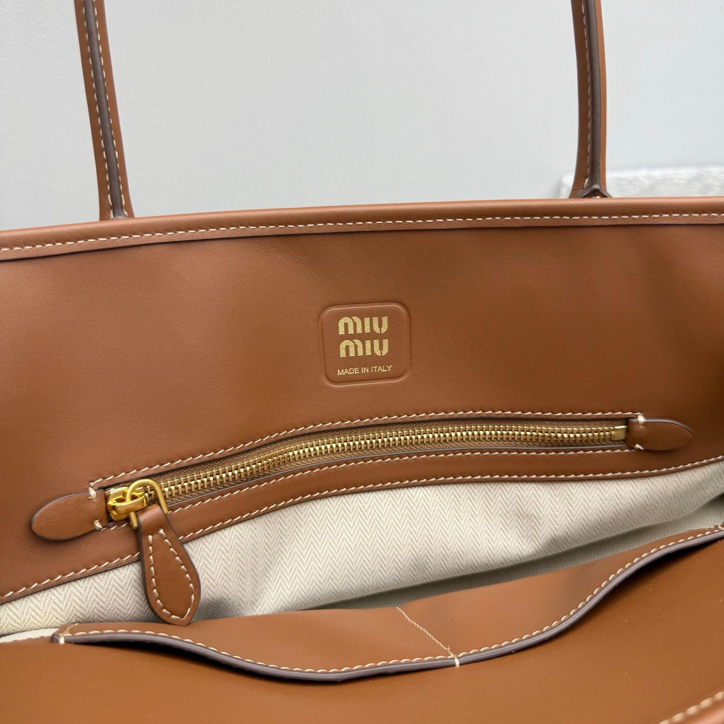 Miu Miu Aventure Canvas And Leather Bag - DesignerGu