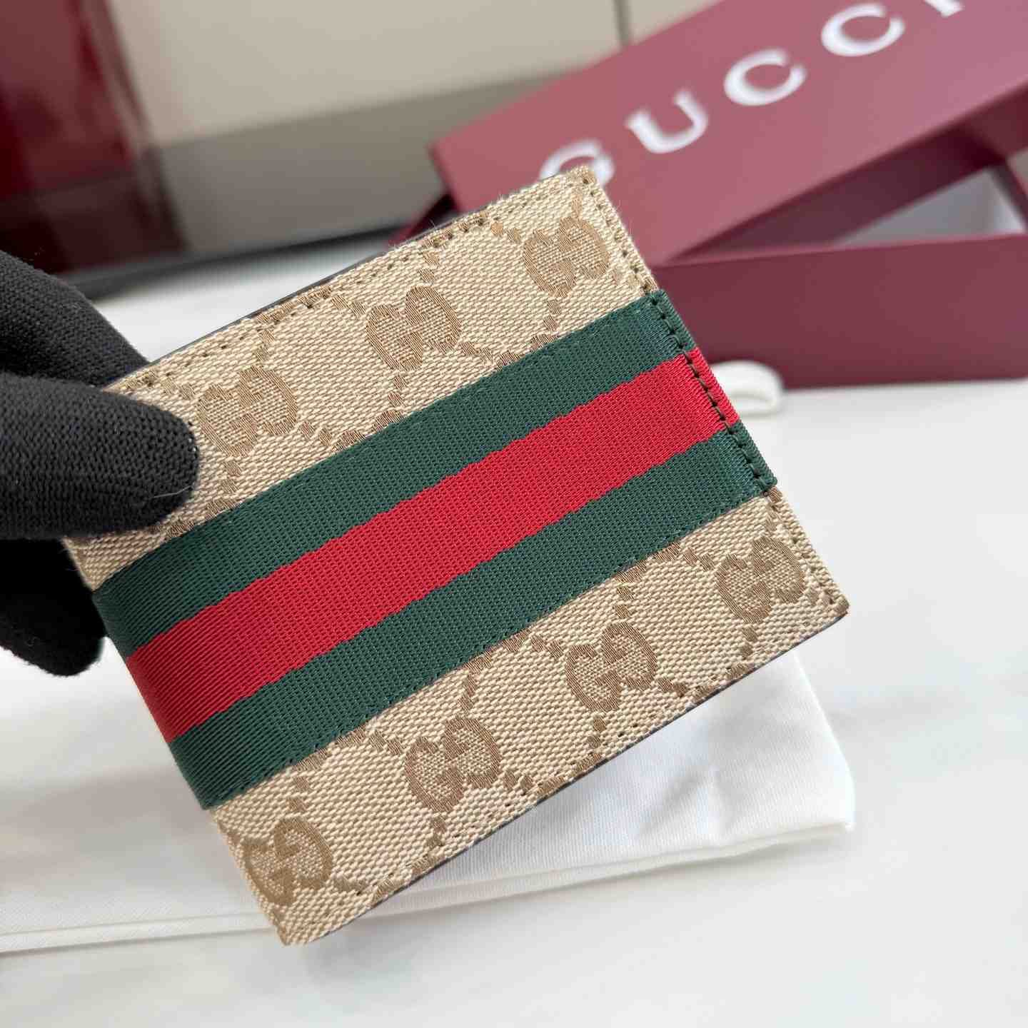 Gucci Bi-fold Wallet With Web - DesignerGu
