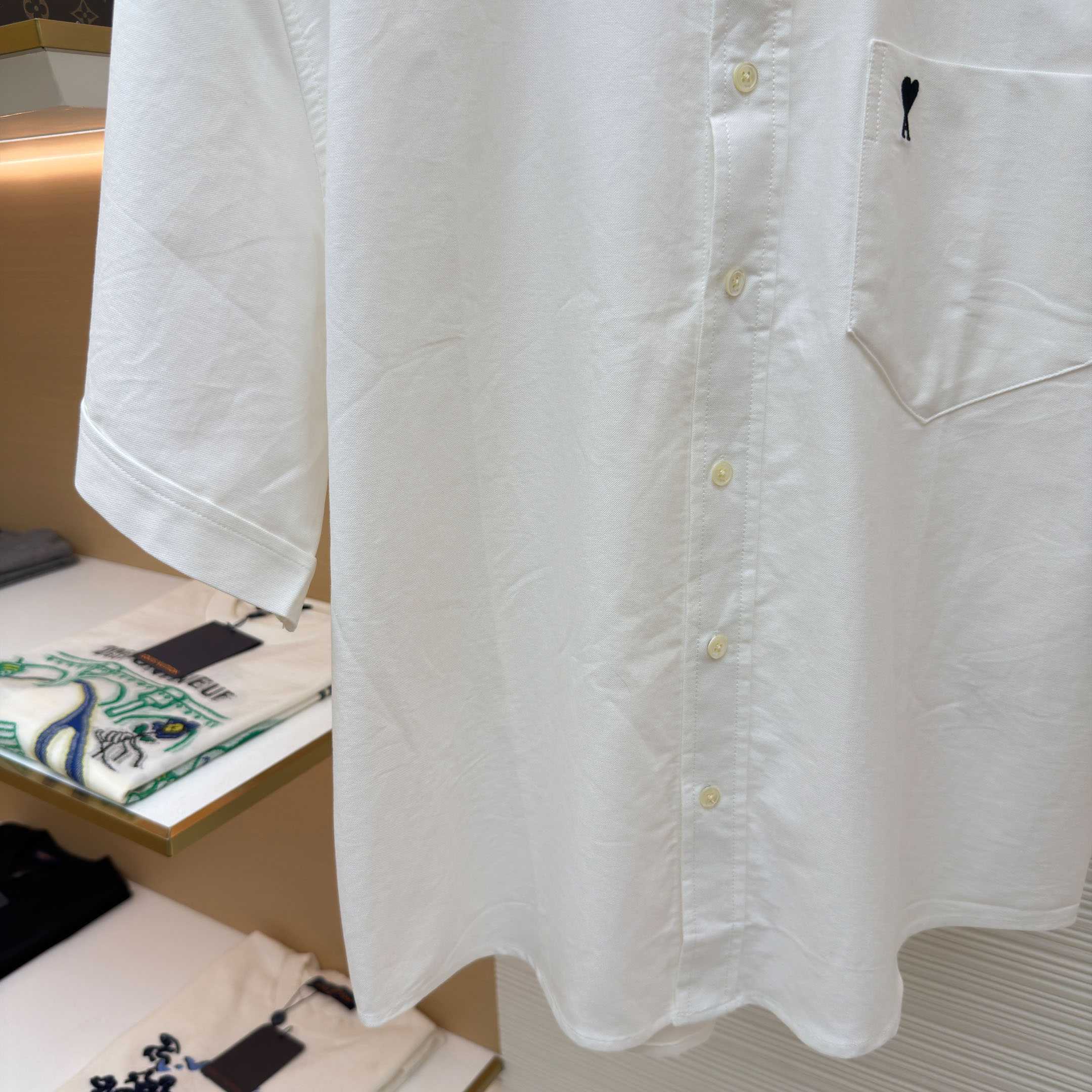 AMI Paris Ami Button-Down Short-Sleeve Shirt - DesignerGu