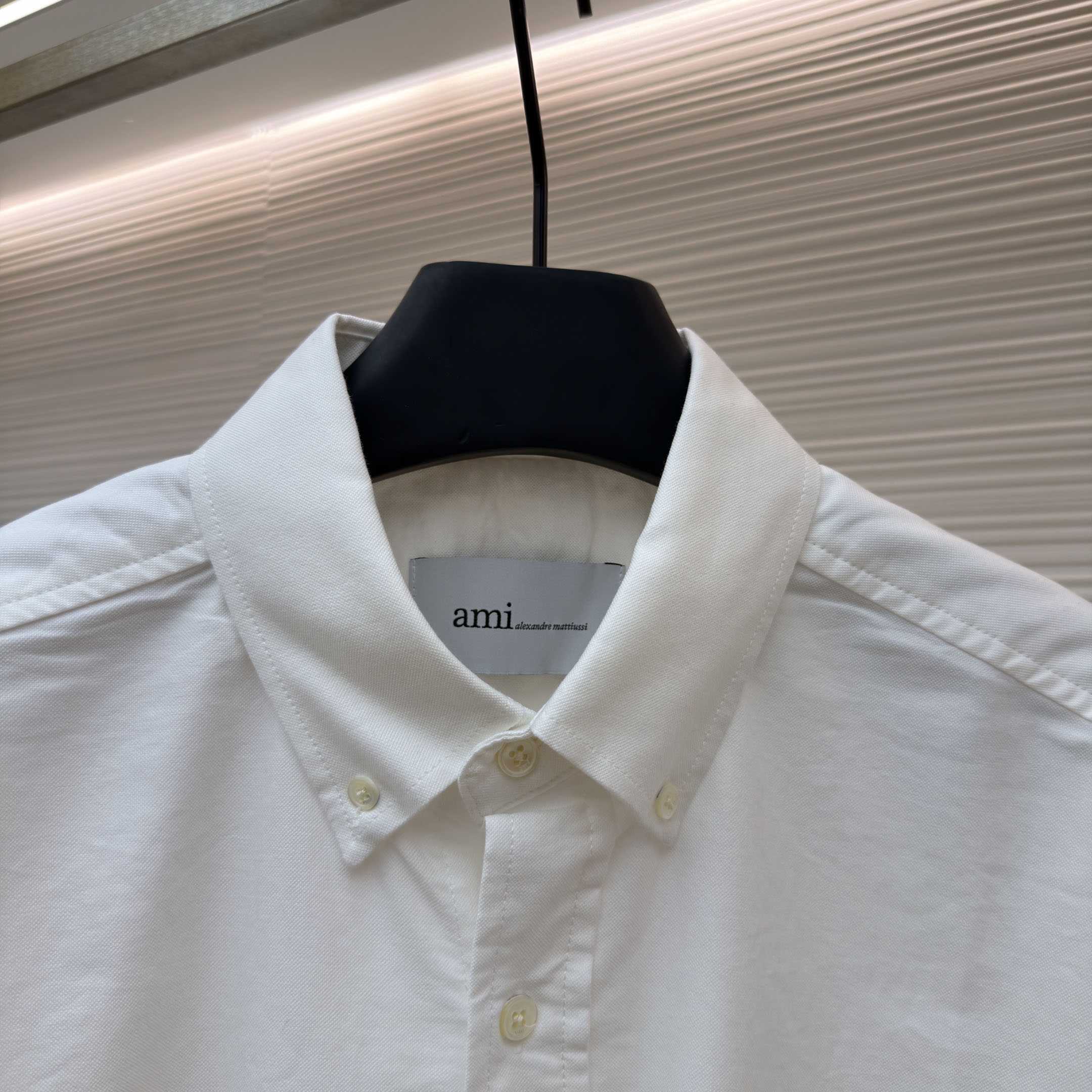 AMI Paris Ami Button-Down Short-Sleeve Shirt - DesignerGu