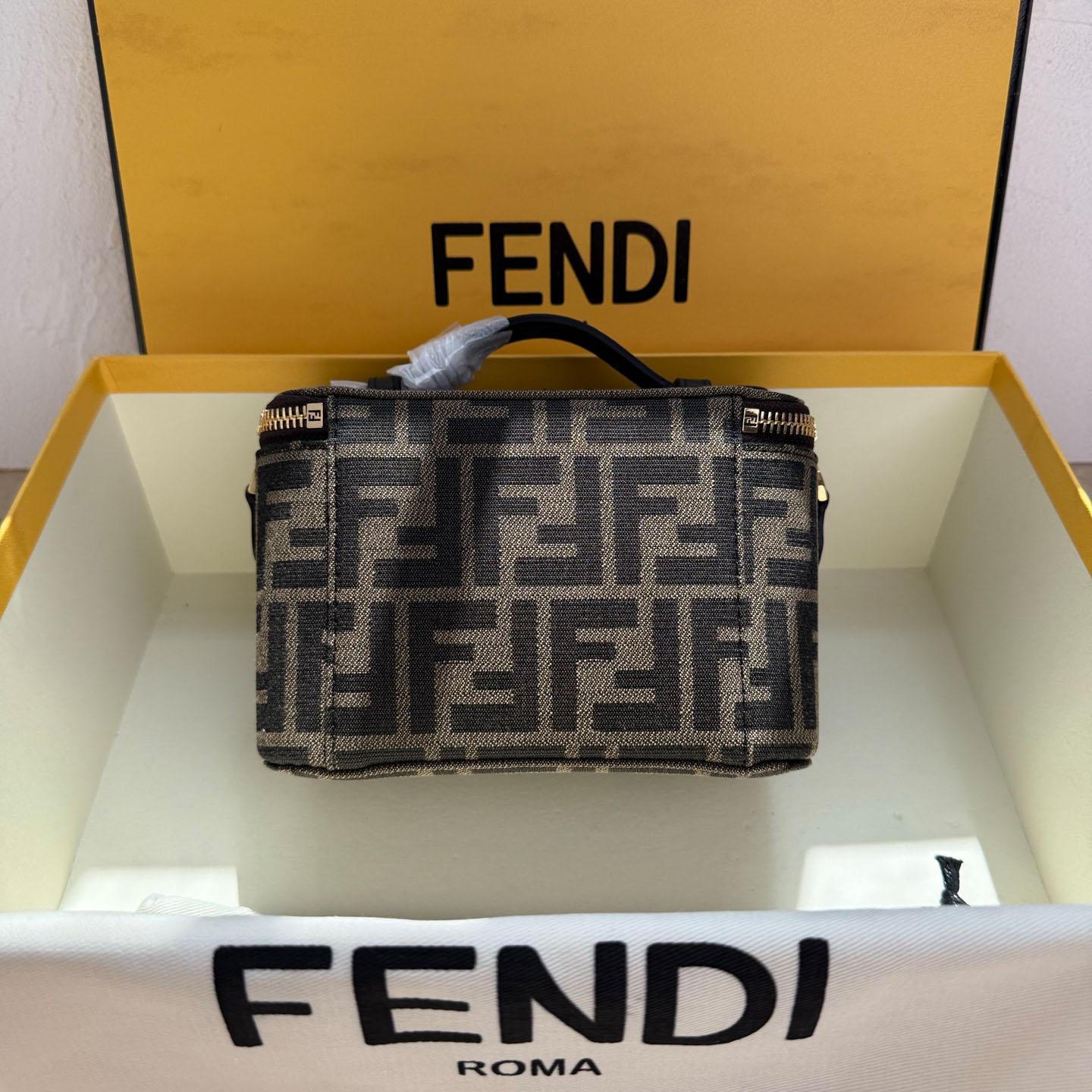 Fendi Tobacco Brown FF Jacquard Fabric Mini-Bag - DesignerGu
