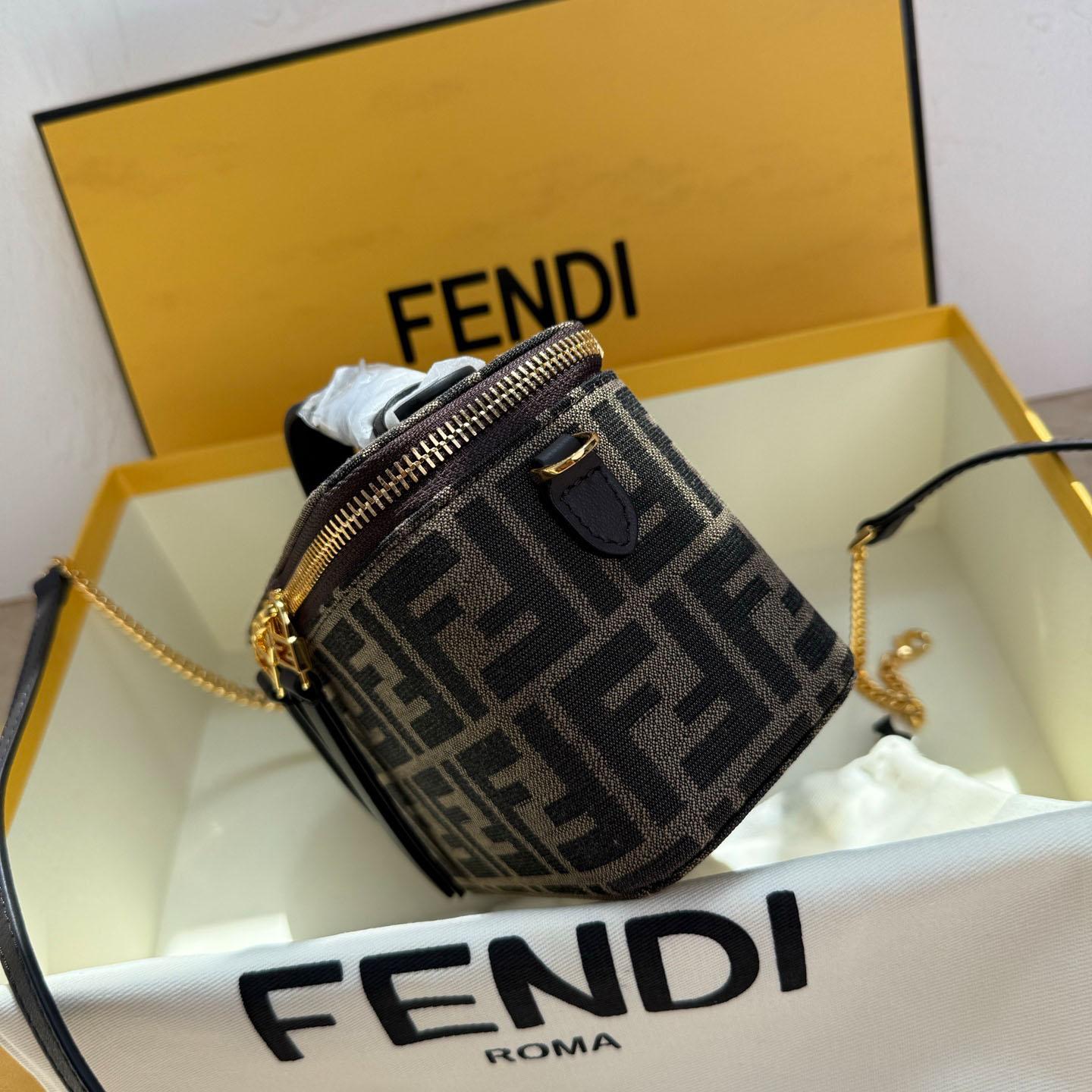 Fendi Tobacco Brown FF Jacquard Fabric Mini-Bag - DesignerGu