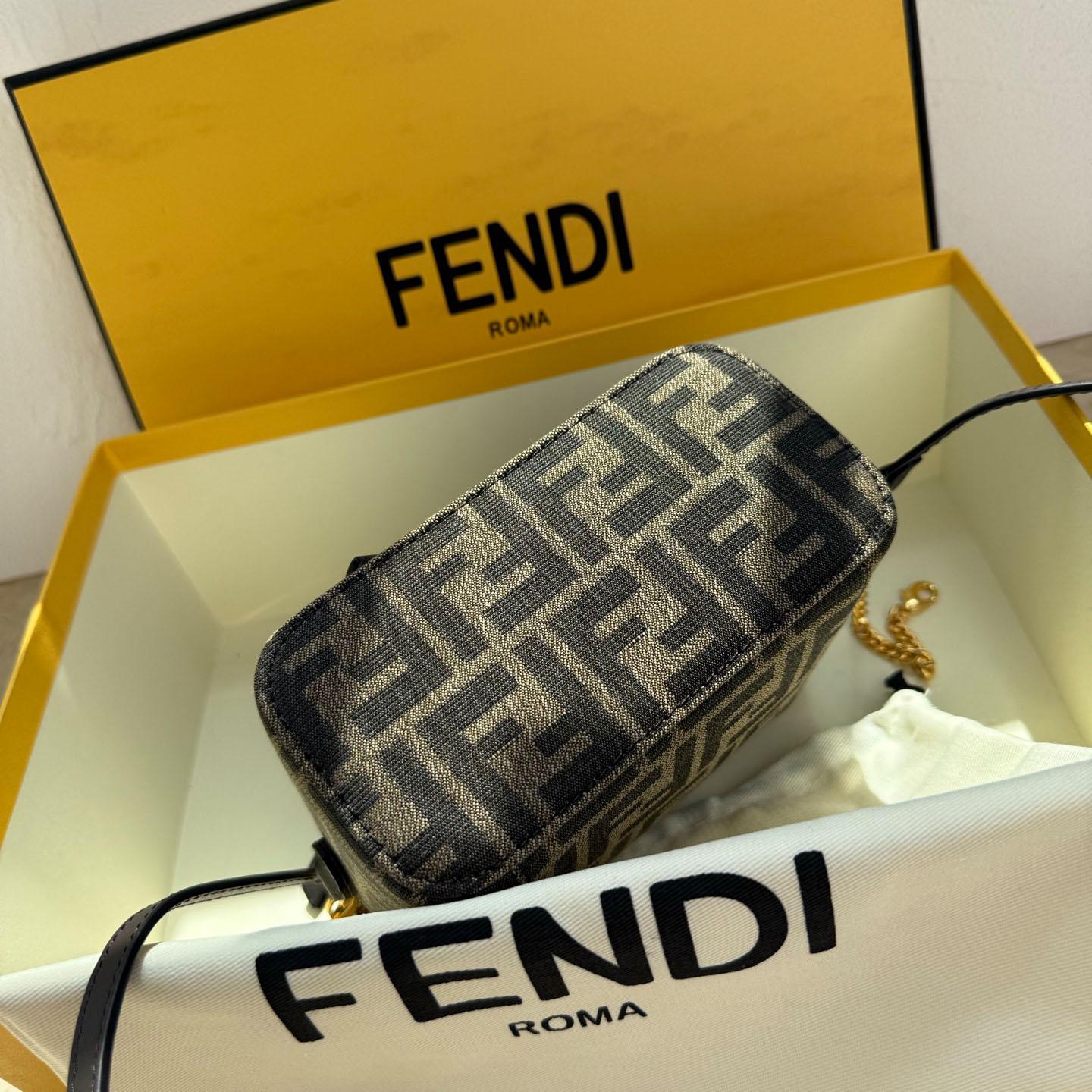 Fendi Tobacco Brown FF Jacquard Fabric Mini-Bag - DesignerGu