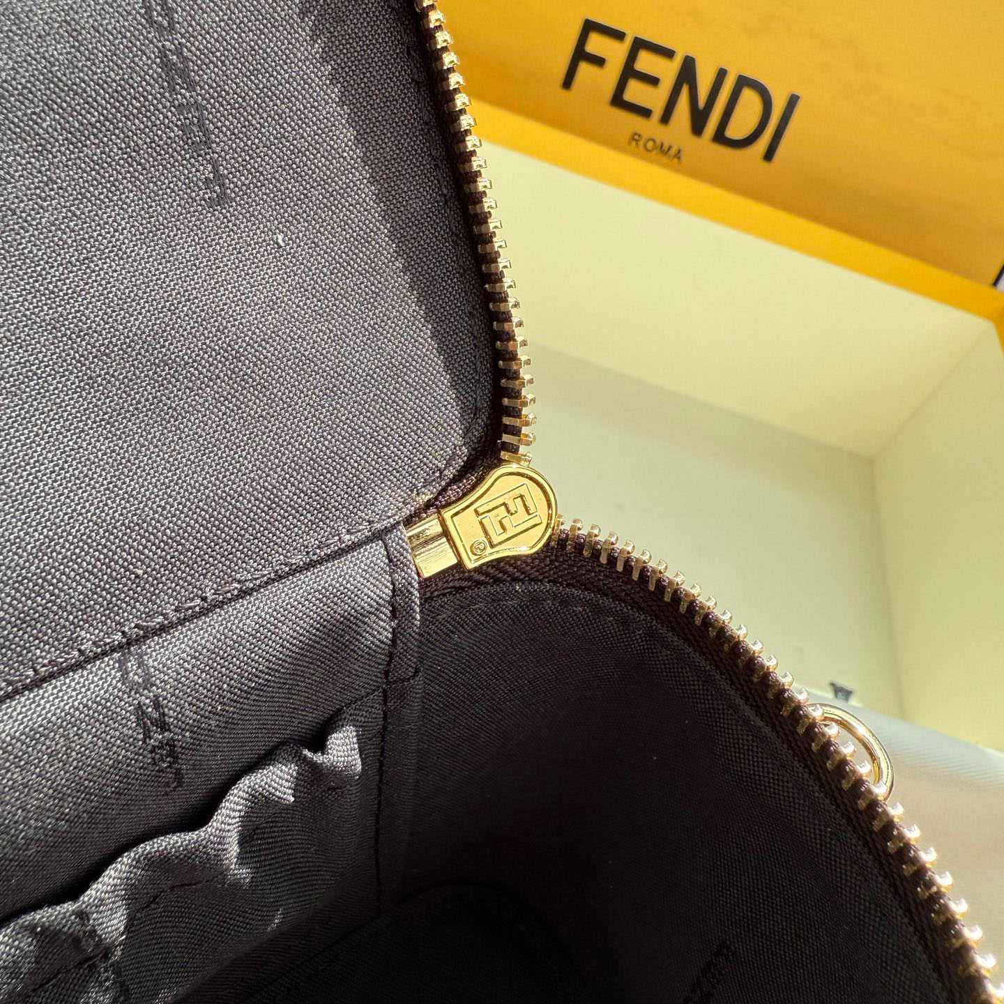 Fendi Tobacco Brown FF Jacquard Fabric Mini-Bag - DesignerGu
