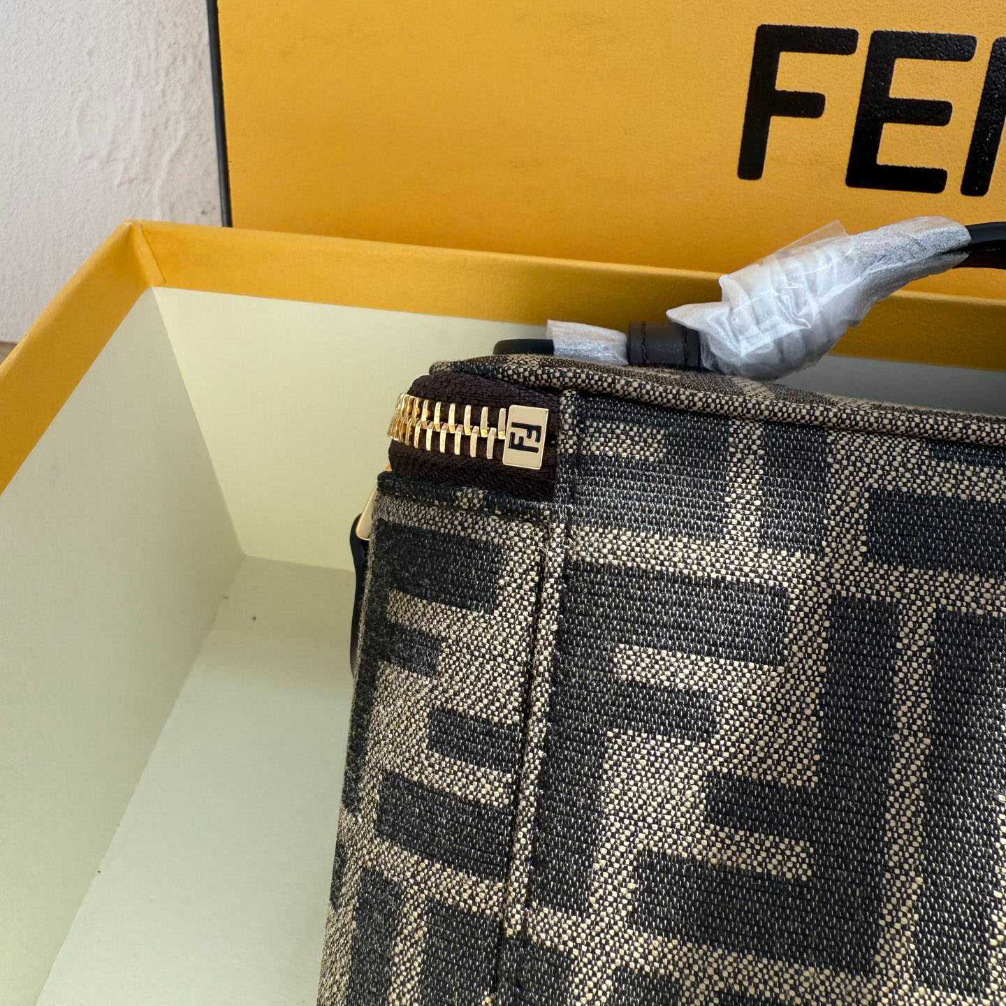 Fendi Tobacco Brown FF Jacquard Fabric Mini-Bag - DesignerGu