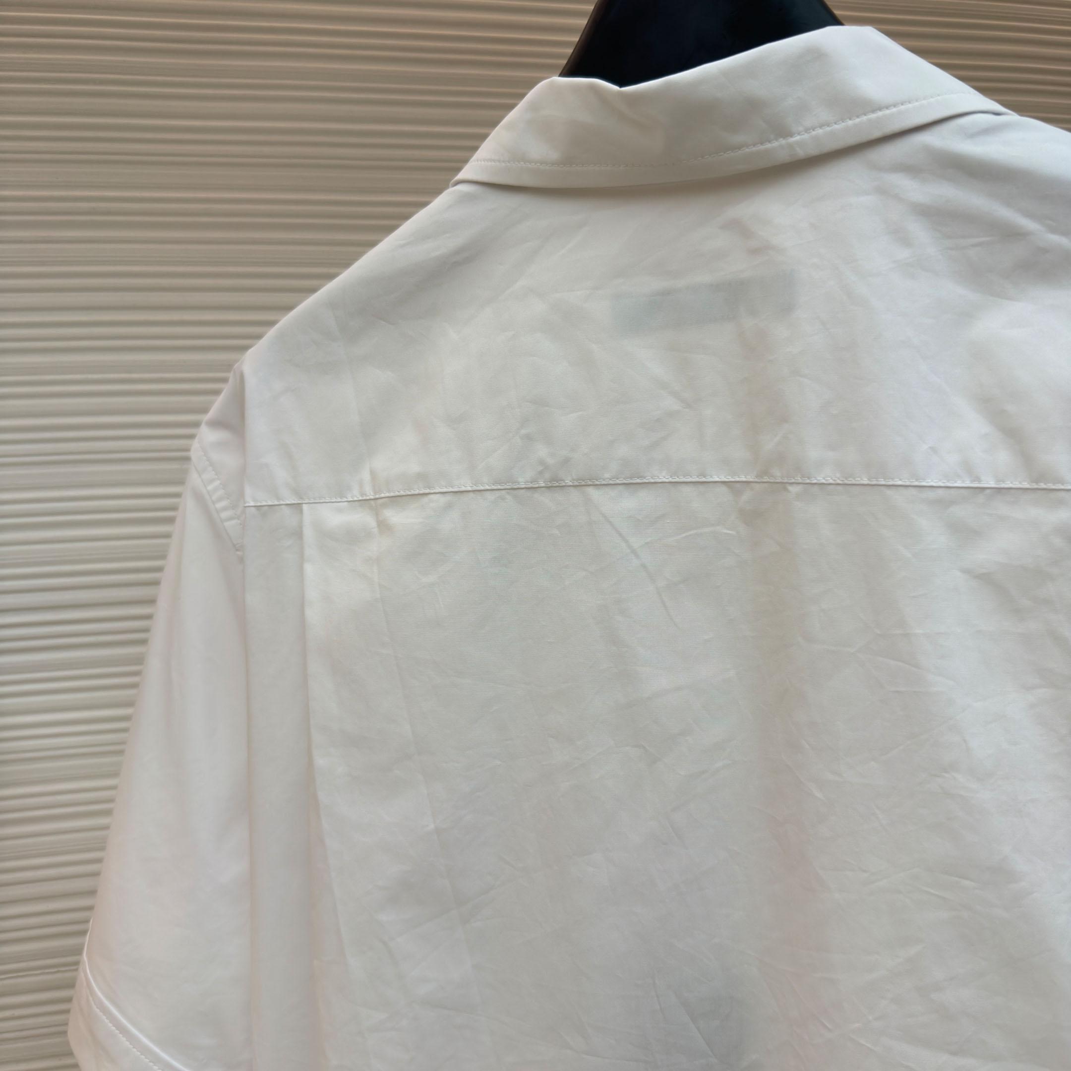 Dolce & Gabbana Logo Plaque Cotton Short Sleeved Shirt - DesignerGu