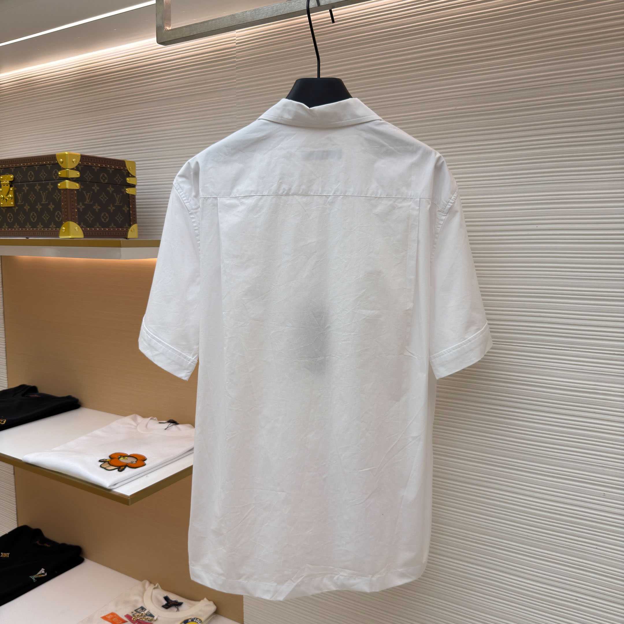 Dolce & Gabbana Logo Plaque Cotton Short Sleeved Shirt - DesignerGu