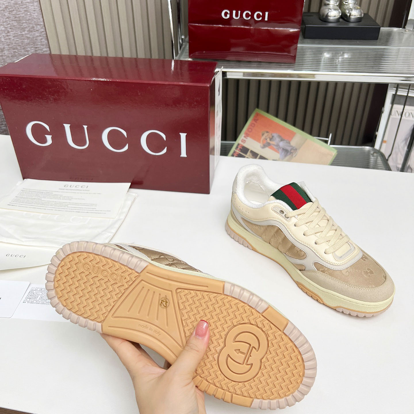 Gucci Re-Web Sneakers - DesignerGu