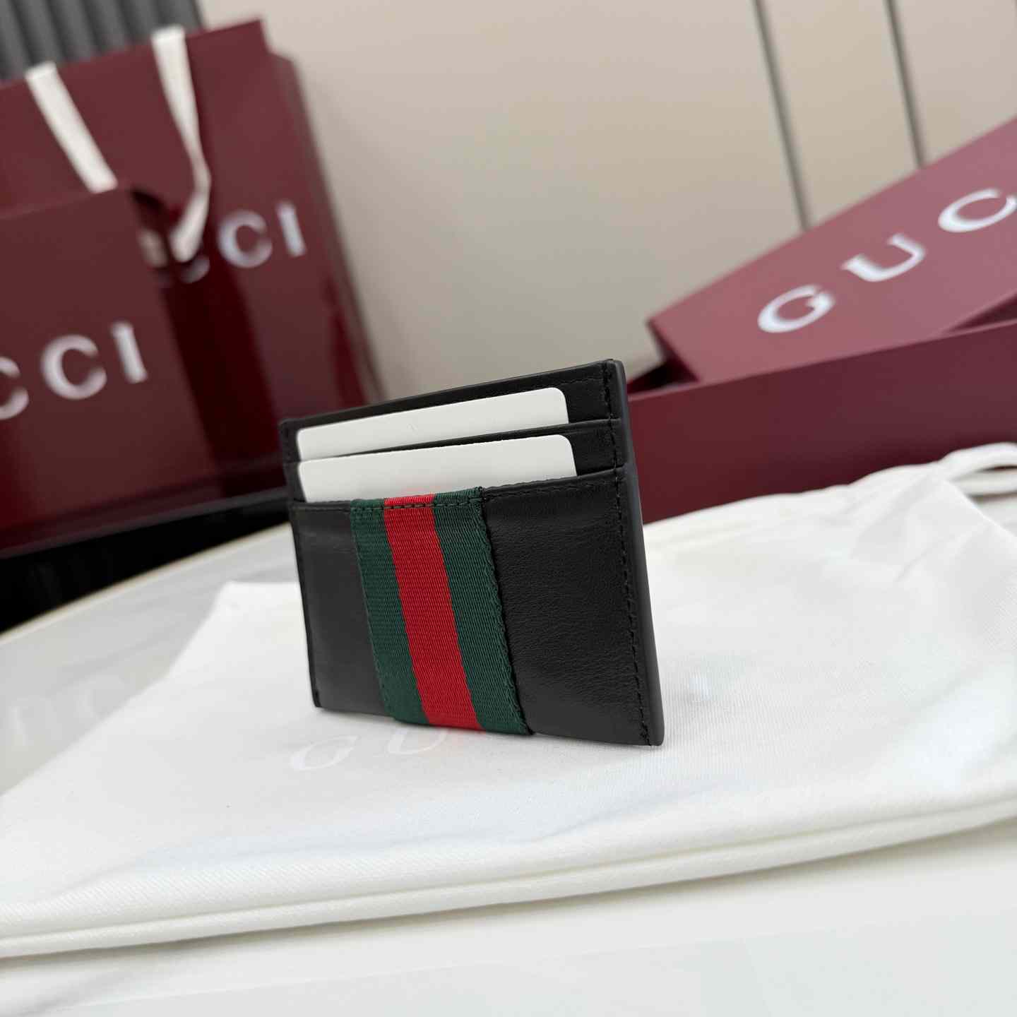 Gucci Web Trademark Card Case - DesignerGu