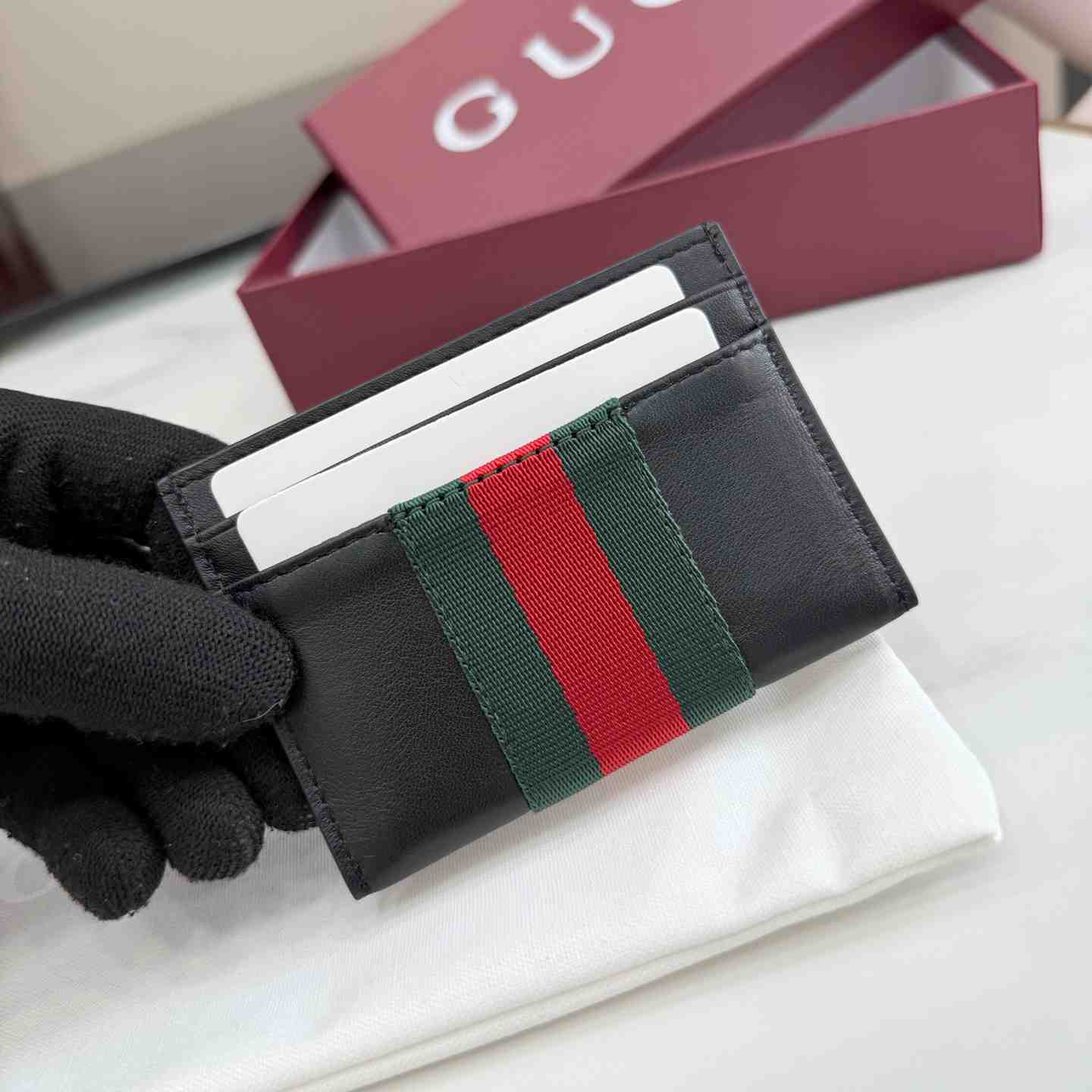 Gucci Web Trademark Card Case - DesignerGu